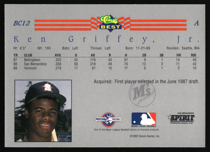 1992 Classic Best #BC12 Ken Griffey Jr. Blue Bonus