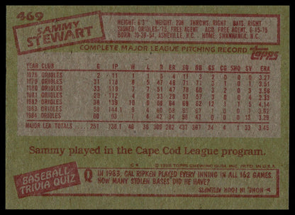 1985 Topps #469 Sammy Stewart
