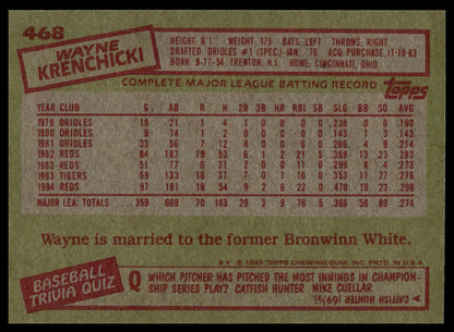 1985 Topps #468 Wayne Krenchicki