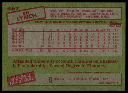 1985 Topps #467 Ed Lynch
