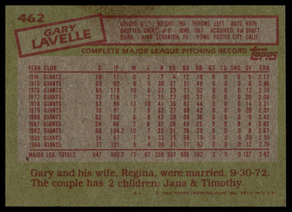 1985 Topps #462 Gary Lavelle