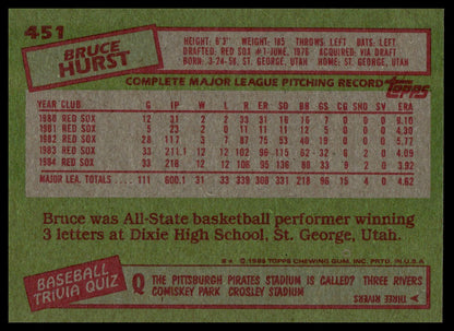 1985 Topps #451 Bruce Hurst