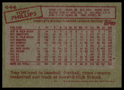 1985 Topps #444 Tony Phillips