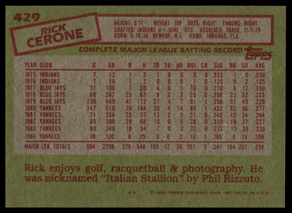 1985 Topps #429 Rick Cerone