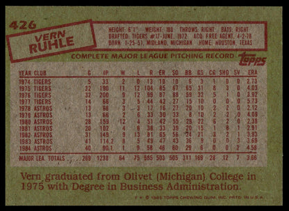 1985 Topps #426 Vern Ruhle
