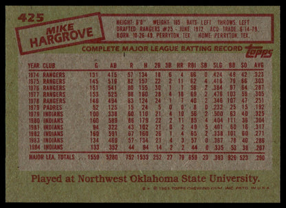 1985 Topps #425 Mike Hargrove