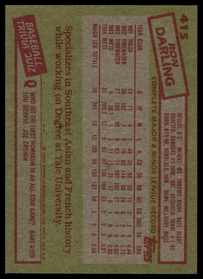 1985 Topps #415 Ron Darling