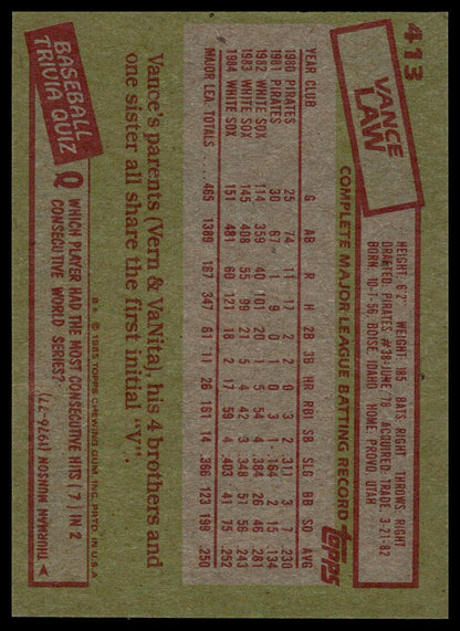 1985 Topps #413 Vance Law