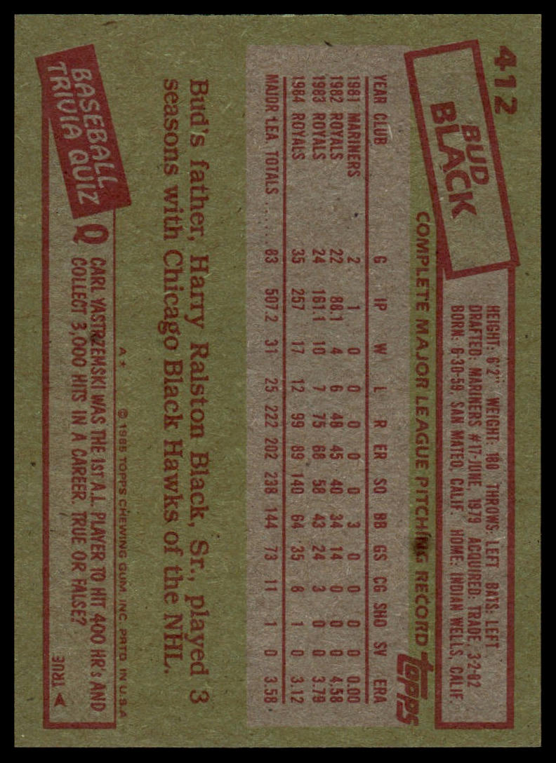 1985 Topps #412 Bud Black