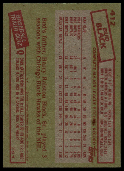 1985 Topps #412 Bud Black