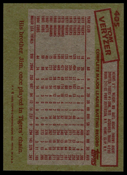 1985 Topps #405 Tom Veryzer