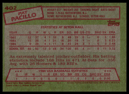 1985 Topps #402 Pat Pacillo