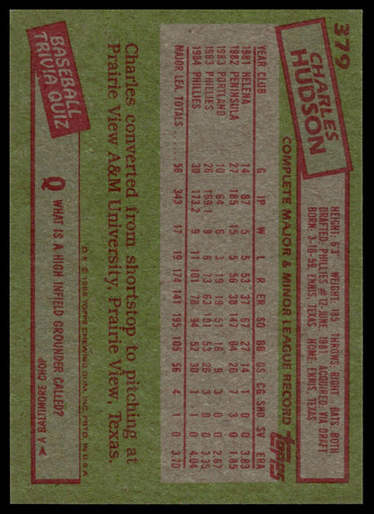 1985 Topps #379 Charles Hudson