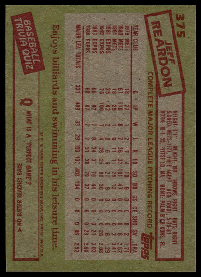 1985 Topps #375 Jeff Reardon