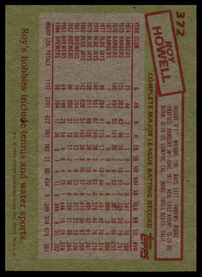 1985 Topps #372 Roy Howell