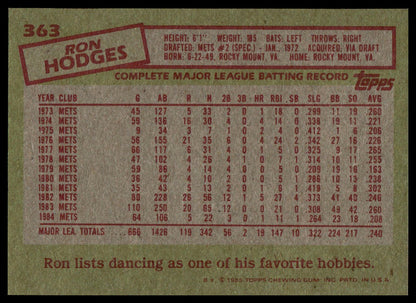 1985 Topps #363 Ron Hodges