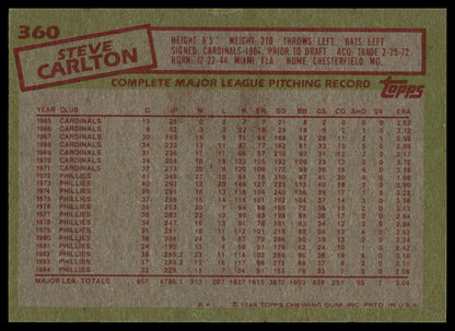 1985 Topps #360 Steve Carlton