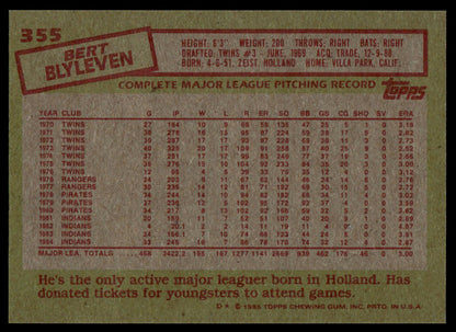 1985 Topps #355 Bert Blyleven