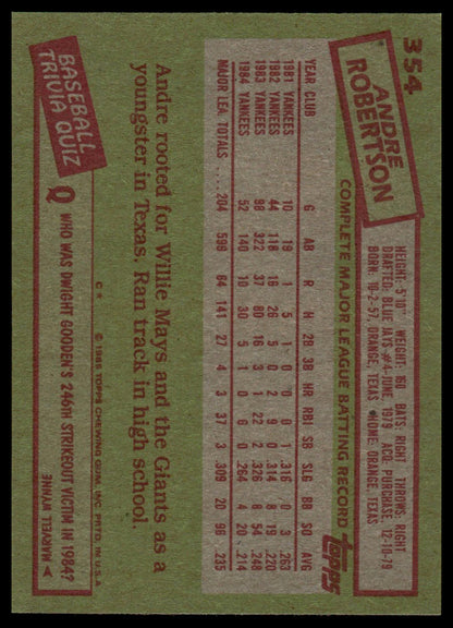 1985 Topps #354 Andre Robertson
