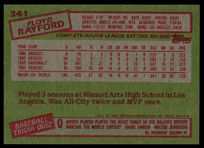 1985 Topps #341 Floyd Rayford