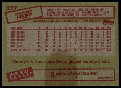 1985 Topps #339 Danny Heep