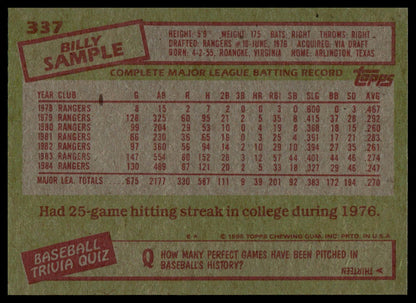1985 Topps #337 Billy Sample