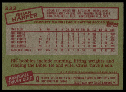 1985 Topps #332 Brian Harper