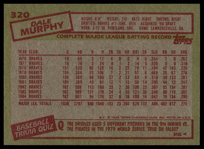 1985 Topps #320 Dale Murphy