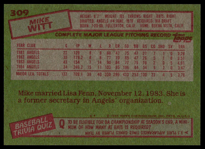 1985 Topps #309 Mike Witt