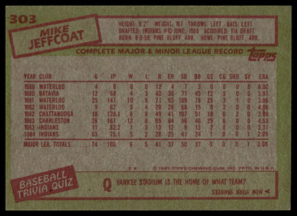 1985 Topps #303 Mike Jeffcoat