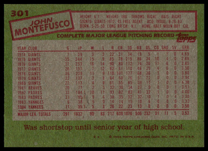 1985 Topps #301 John Montefusco