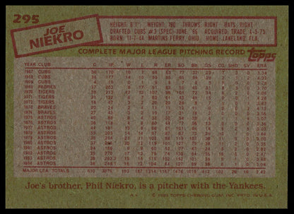 1985 Topps #295 Joe Niekro