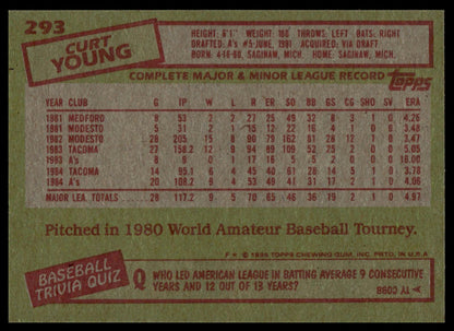 1985 Topps #293 Curt Young