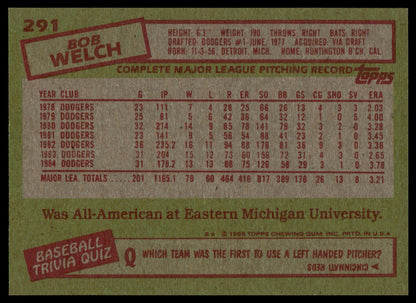 1985 Topps #291 Bob Welch