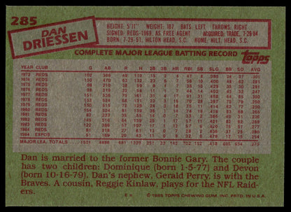 1985 Topps #285 Dan Driessen