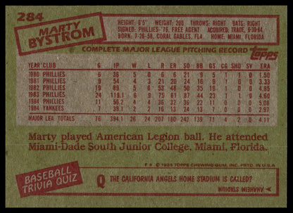 1985 Topps #284 Marty Bystrom
