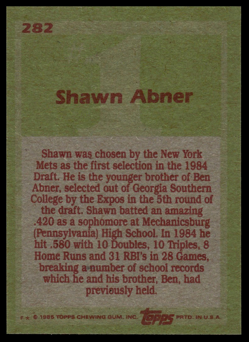 1985 Topps #282 Shawn Abner