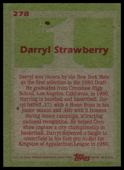 1985 Topps #278 Darryl Strawberry
