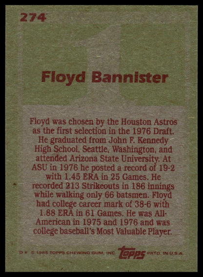 1985 Topps #274 Floyd Bannister