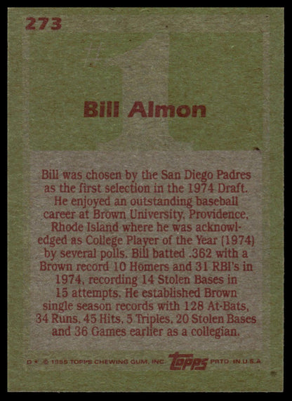 1985 Topps #273 Bill Almon