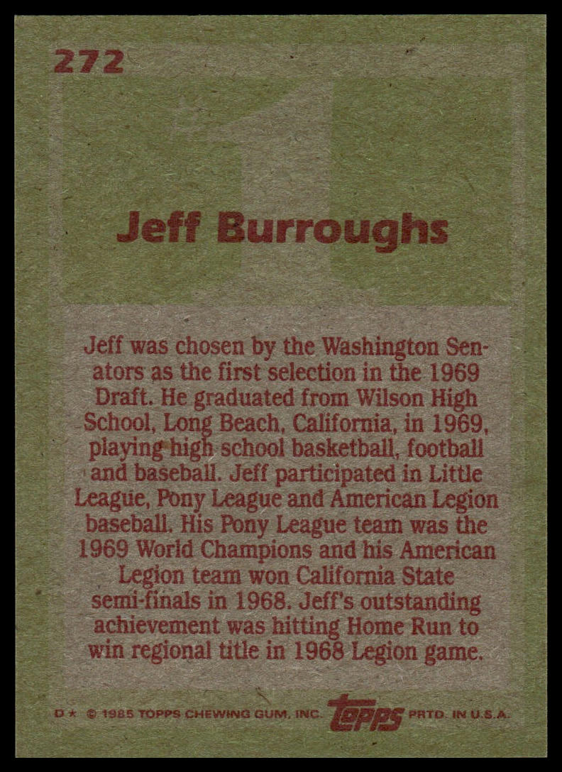 1985 Topps #272 Jeff Burroughs
