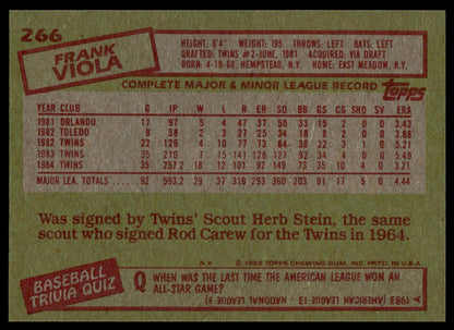 1985 Topps #266 Frank Viola