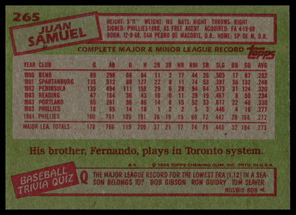 1985 Topps #265 Juan Samuel