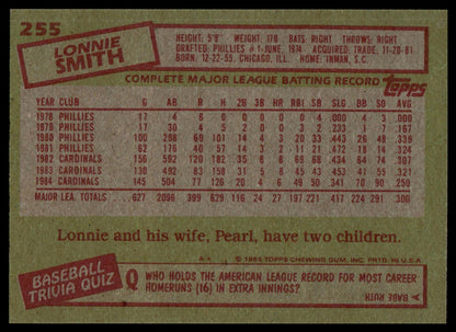 1985 Topps #255 Lonnie Smith