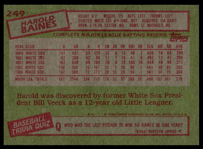 1985 Topps #249 Harold Baines