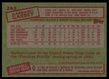 1985 Topps #243 Barbaro Garbey