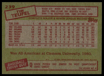 1985 Topps #239 Tim Teufel