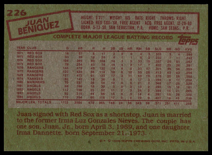 1985 Topps #226 Juan Beniquez