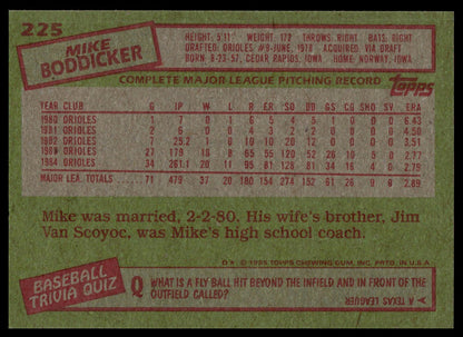 1985 Topps #225 Mike Boddicker