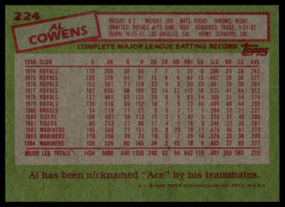 1985 Topps #224 Al Cowens